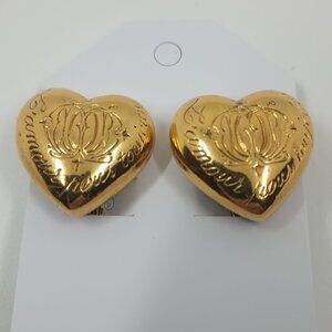 Rare Vintage CAROLEE "Love Forever" Gold Tone Clip Earrings.